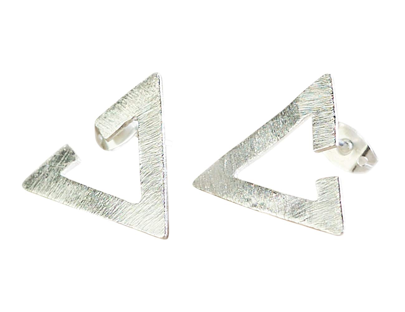 Silver Triangle Earrings for Women – Geometric Open Design Earrings