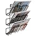 3 Tier Modern Black Wall Mounted Metal Bar Magazine Rack/Document File Folder Hanging Storage Organizer