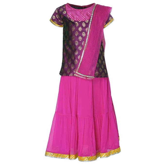 Girl's synthetic A Ghagra Choli (206053174_ Magenta_ 12 to 18 Months)