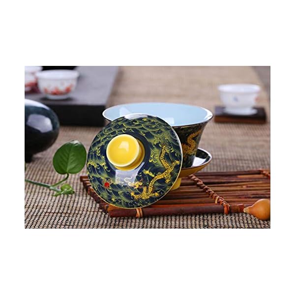 FHFF Kaffeetasse Chinesische Traditionen GAI Wan Teeservice Dehua Gaiwan Topfset Keramik Drache Retro Große Schalen… – Bild 4