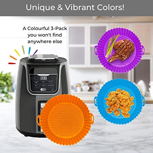 JUNPED Silicone Air Fryer Liner 3 Pack Reusable Silicone Basket To