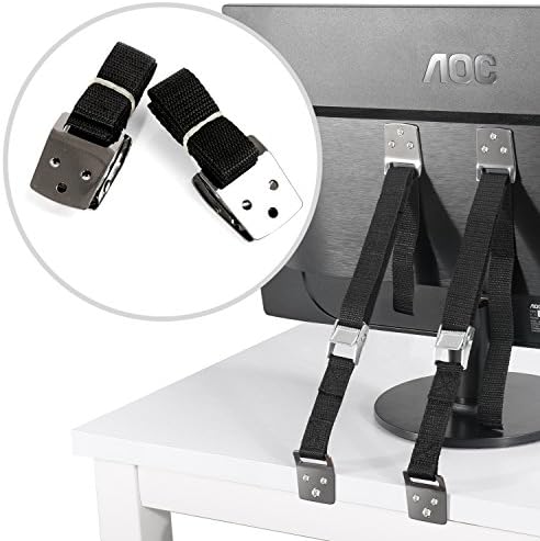 Anti-Tip Straps, Hometek Anchor Flat Screen Baby-Proof Heavy Duty Straps All Metal Parts TV/Furniture Mounting Hardware Included (1 Pair, Black)