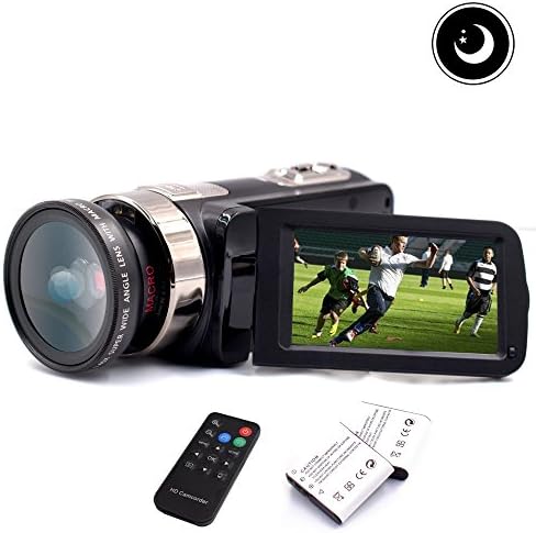 2018 HD 1080P Night Vision Infrared Camera Camcorder, Remote Control Handy Camera, 3.0" LCD 270 Degree Rotation Touch Screen with 24MP 16X Digital Zoom Video Camcorder
