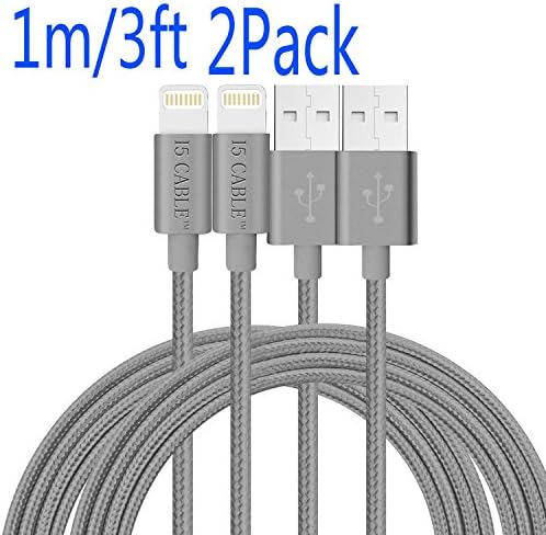 iPhone Cable,I5 Cable(TM) Nylon Braided iPhone Cable Lightning To USB Cable iPhone Charger for iPhone 7/7 plus 6/6s/6 plus/6s plus,Se,5/5s,iPads Air/Mini,iPod(3Foot 2-Pack Gary)