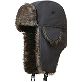 LLmoway Trapper Hat Warm Faux Fur Winter Hat with Ear Flaps Windproof Waterproof Snow Ski Hats for Men Women Cold Weather