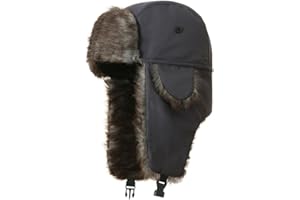 LLmoway Trapper Hat Warm Faux Fur Winter Hat with Ear Flaps Windproof Waterproof Snow Ski Hats for Men Women Cold Weather