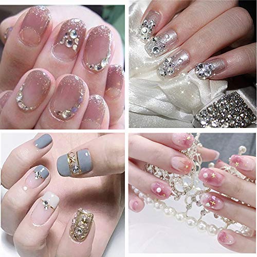 Biutee 3D Nail Art Rhinestones Set Nail Rhinestones 2Boxes +5 Wheels 1pcs Pick Up Pencil 1pcsTweezer Colored Rhinestones Sliver And Black Rhinestones Irregular 3D Decoration Rhinestones - Thumbnail 7