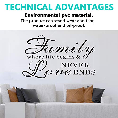 VODOE Wall Decals for Living Room, Family Wall Decals, Quotes Home
