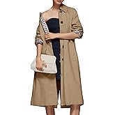 Aisongyuan Womens Long Trench Coat Single Breasted Lapel Plaid Lined Oversized Windproof Fashion Autumn Winter Outerwear