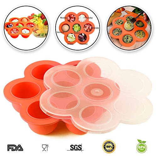 Silicone Egg Bites Molds for Instant Pot Accessories Fits Instant Pot 5,6,8 qt Pressure Cooker, Baby Food Container & Food Freezer Trays Ice Cube (Orange) - Thumbnail 7