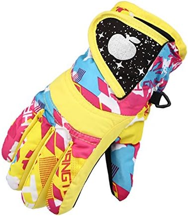 Waterproof Windproof Winter Ski Skiing Snowboarding Snow Cold Weather Gloves Warm Mittens For Boys And Girls (Yellow)