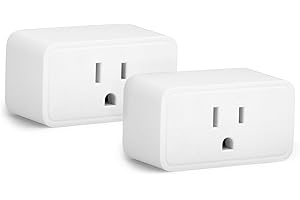 Amazon Basics Smart Plug, Matter Compatible, Compatible with Amazon Alexa, Google Home, Apple HomeKit, 2.4 GHz Wi-Fi only, White, 2-Pack