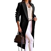 IDEALSANXUN Long Wool Coats for Women Fall Winter Trench Coat Peacoat Double Breasted Blazer Jackets Overcoat