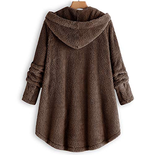 Cuekondy Hooded Faux Fur Coats for Women Winter Long Teddy Bear Jacket Button Down Fluffy Peacoat Outwear