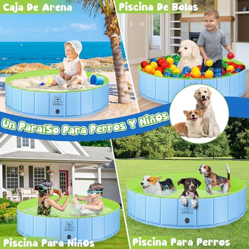 Dog Pool Foldable, Non-Slip Pet Bathtub, Portable Bathtub for Children Swimming Pool for Pets Dogs Ball Pool for Baby Boy Round Pool - Green