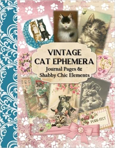 Vintage Cat Ephemera Journal Pages & Shabby Chic Elements: Art Junk Journal Kit with Patterns, Tags, and Labels for Card Making and Paper Crafts