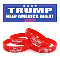 Yangmics Direct 4 Trump Keep America Great for President 2020 Silicone Bracelets - Inspirational Motivational Wristbands - Adults Unisex Gifts for Teens Men Women Boy Girl (red)