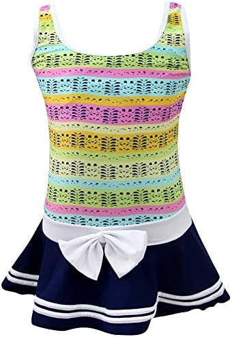 QRH Big Girls Poptical Stripes Sport Splice 1 Piece Swimsuit