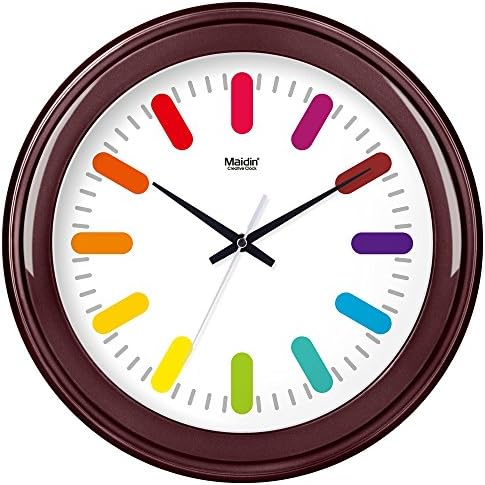 Komo Stylish Bold Classic Quartz Large Wall Clock Non Ticking Silent Wall Clock living roo round creative simple mute quartz clock, 12 inch, basic wine red