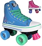 Hype Pixie Kids Roller Skates for Kids Children - Girls and Boys - Kids Rollerskates - Childrens Quad Derby Roller Skate for Youths Boy/Girl - Kids Skates (Blue, Pink)