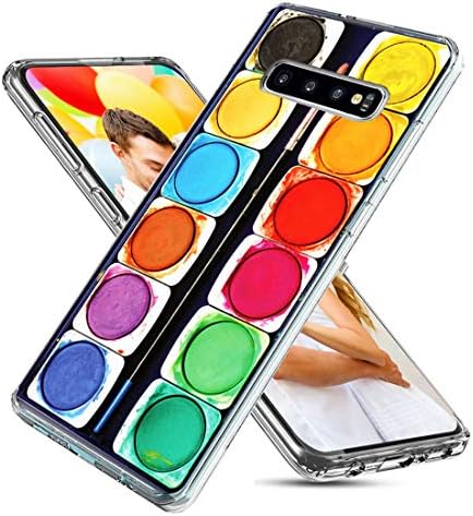 Samsung Galaxy S10 Plus Case,CHICHIC Slim Flexible Soft TPU Silicone Protective Phone Case Cover with Cute Art Design for Samsung Galaxy S10 Plus S10+,Funny Aesthetic Art Colorful Watercolor Paint Box