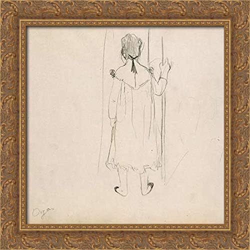 Degas, Edgar 28x28 Gold Ornate Framed Canvas Art Print Titled: Brothel Scene