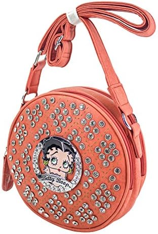 Betty Boop Rhinestone Embellishments Round Crossbody Messenger Bag