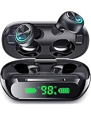 Wireless Earbuds Bluetooth Headphones,200H Play Time/LED Display/Button Control/IP5 Waterproof TWS Earphones in-Ear w/HD Mic Hi-Fi Stereo Sound Headsets for Sports