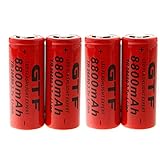 Hossen GTF 4pcs 3.7V 26650 8800mAh Li-ion Rechargeable Battery For LED Flashlight Torch