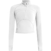 UANEO Long Sleeve Cropped Workout Tops for Women Gym Yoga Athletic Tops 1/2 Zip Jackets