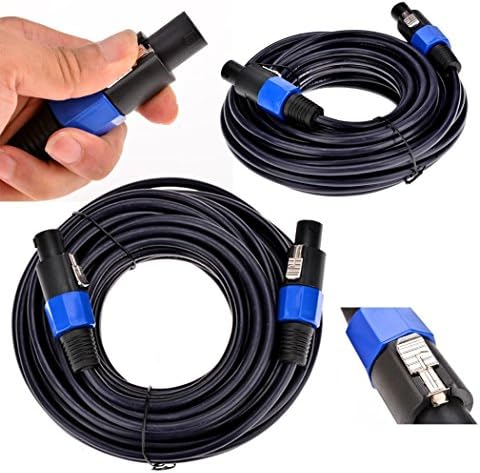 2Pcs Professional 12 Gauge Speaker Cables Wire 50 Feet DJ/Pro Audio Amplifier Cord Speakon to 1/4''7mm (Type1)