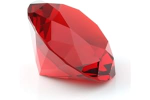 Zoogamo 3” / 80 mm Red Diamond Shaped Glass Crystal Paperweight – Home Office Decor & Wedding Favors Decoration with Gift Box