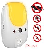 Sania Pest Repeller Plus+ Effective Sonic Defense Repellant Keeps Roaches, Spiders, Mosquitos, Mice, Bugs Away - Electronic Ultrasonic Deterrent for Inside Your Home With Relaxing Amber Night Light