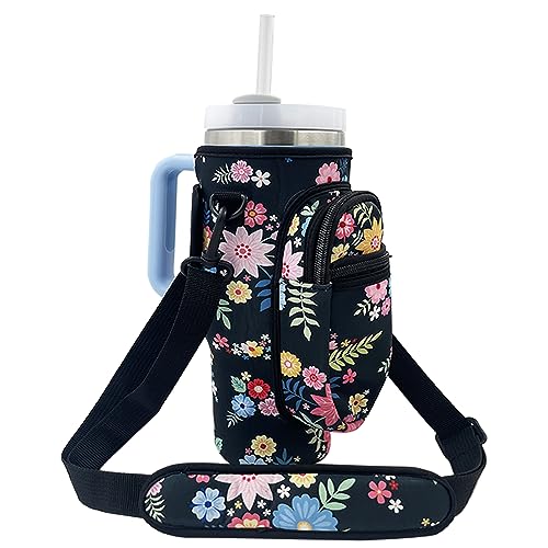 Water Bottle Carrier with Phone Pocket for Stanley Quencher 40oz