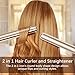 Flat Iron for Hair, GOOLEEN Professional 1 Inch Ceramic Tourmaline Hair Straightener, 2 in 1 Hair Curler and Straightener with 3D Floating Plates Dual Voltage Adjustable Temperature 255-450°F (Gold)