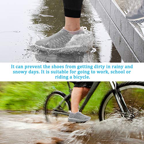 AOGUERBE Waterproof Silicone Boot and Shoe Covers, Reusable Rubber Shoe Protectors Men/Women Covers for Shoes Rain Silicone Protector for Outdoor/Indoor/Walking Non Slip Stretchable (Large, White)
