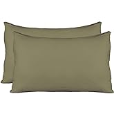 Extra Soft Jersey Knit Pillow Cases, Standard Size with Hidden Zipper, Soft Than Cotton, Pack of 2, Sage