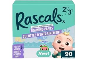 Rascals Unisex Training Pants, Size 2T-3T, 90 Count, UltraFlex Waistband, Hydrolock, AirSpun Softness, Easy-Tear Sides