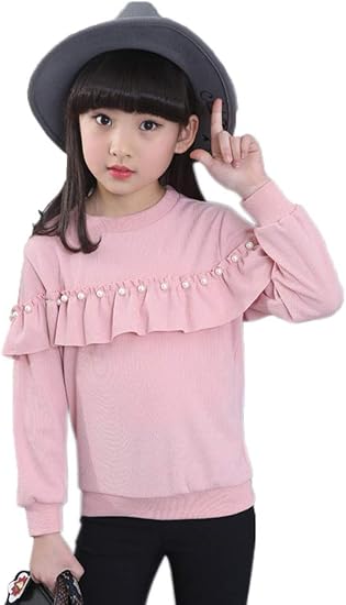 Amazon 春と秋の服 ガールズ 子供用長袖セーター ニット セーター 子供服 セーターボトミングシャツ 丸首のシャツ かわいい 丸首 女児 長袖 カジュアル キッズ 春秋 おしゃれ 女の子 トップス 110 160 セーター 通販