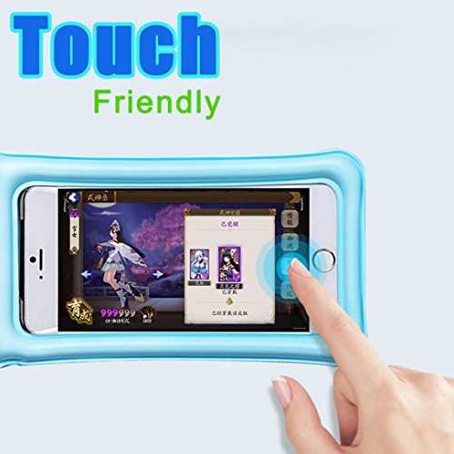 Sagton Waterproof Phone Case,Floating Pouch Night-Visible Smartphone Dry Bag for iPhone X/8/8 Plus/7/7 Plus/6S/6/6S Plus/SE/5S/5C,Samsung Galaxy S8/S8 Plus/Note 8 6 5,up to 6 inch diagonal (Sky Blue)