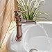 BWE Waterfall Bathroom Faucet Single Handle One Hole Sink Faucet Supply Hose Included Lavatory Deck Mount Copper