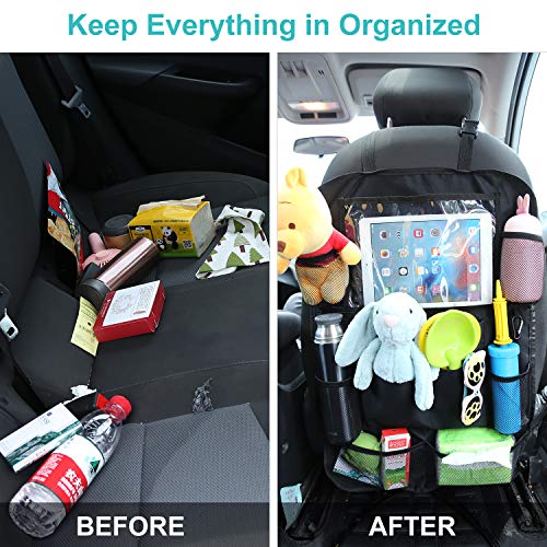 [2 Pack]Gature Car Backseat Organizers Kick Mats,Durable Car Organizers Back Seat with Touch Screen 10 inch Tablet Holder+10 Storage Pockets,Upgradeted Back Seat Organizer for Kids and Toddlers Travel - Thumbnail 3