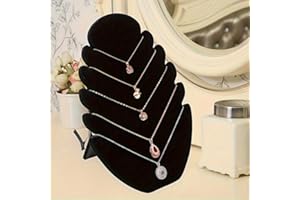 1PcLarge Leaf-Shaped Black Velvet Jewelry Display Stand with Brush Effect, Jewelry Organizer Tower for Necklaces, Earrings & 