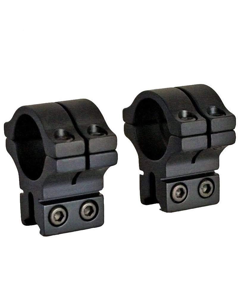 BKL 263 Anillos de alcance de cola de milano de doble correa de 1 de largo - 0.074 de alto - para tubos de alcance de 1 - Se adapta a colas de milano de 3/8 o 11 mm - Negro mate