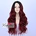 K'ryssma Ombre Wine Red Synthetic Wigs for Women, Burgundy 99j 2 Tones Dark Roots Long Wavy None Lace Wig Heat Resistant 22 Inches
