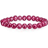 Savlano 8-9MM Cultured Freshwater Baroque Pearl Stretch Bracelet 7 Inches. Available In a Range of Beautiful Colors, For Women Comes with Gift Box