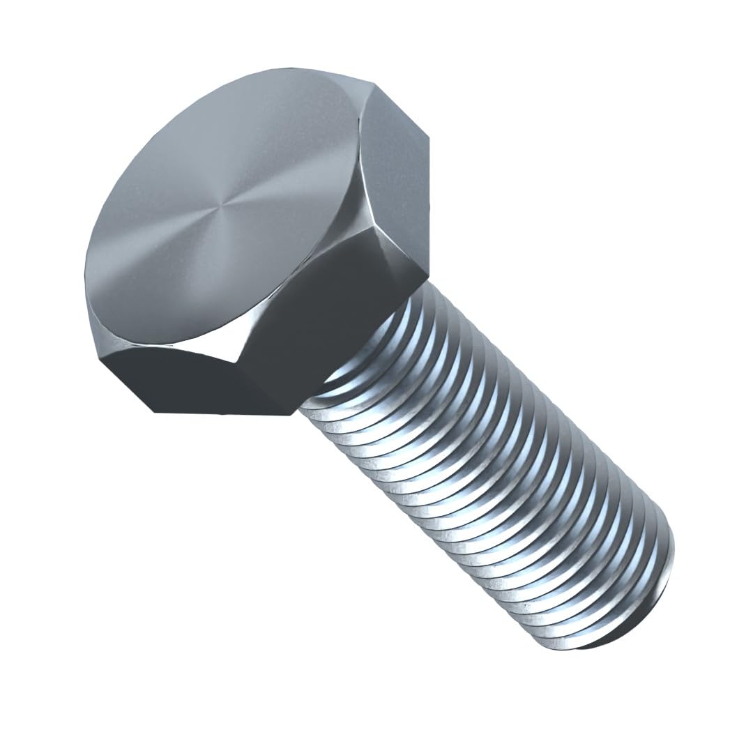M8 (8mm x 18mm) Hexagon Head Screws Fully Threaded Hex Bolts High Tensile Steel Grade 8.8 Zinc DIN 933 (Pack of 20) M06-07ABC