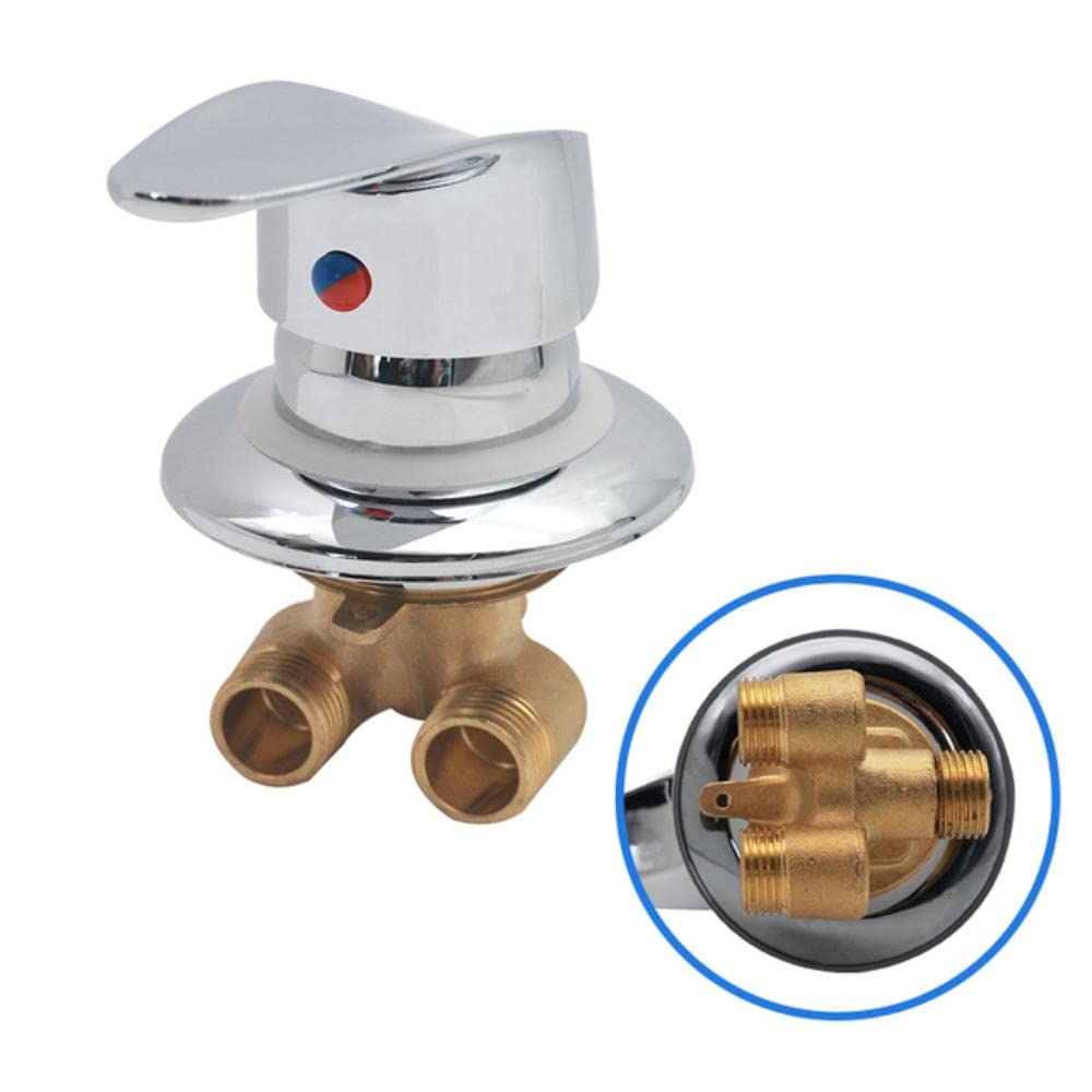 AFUDER Shower Cabin Mixer Brass Shower Valve Diverter Output Chromed Shower Mixer Tap G1/2" Connector Cold&Hot Water Mixing Valve Shower Faucet for Shower Room