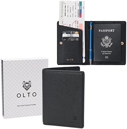 OLTO Designs Passport Holder Wallet Travel SIM Card Cover (Black)