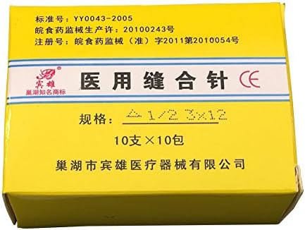 100 PCS Pack Suture Needles 1/2 Circle (4x10, Taperpoint Needle)